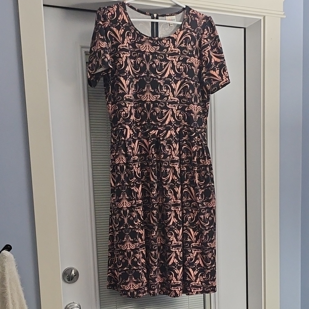 LuLaRoe Elegant Black and Pink Patterned Dress